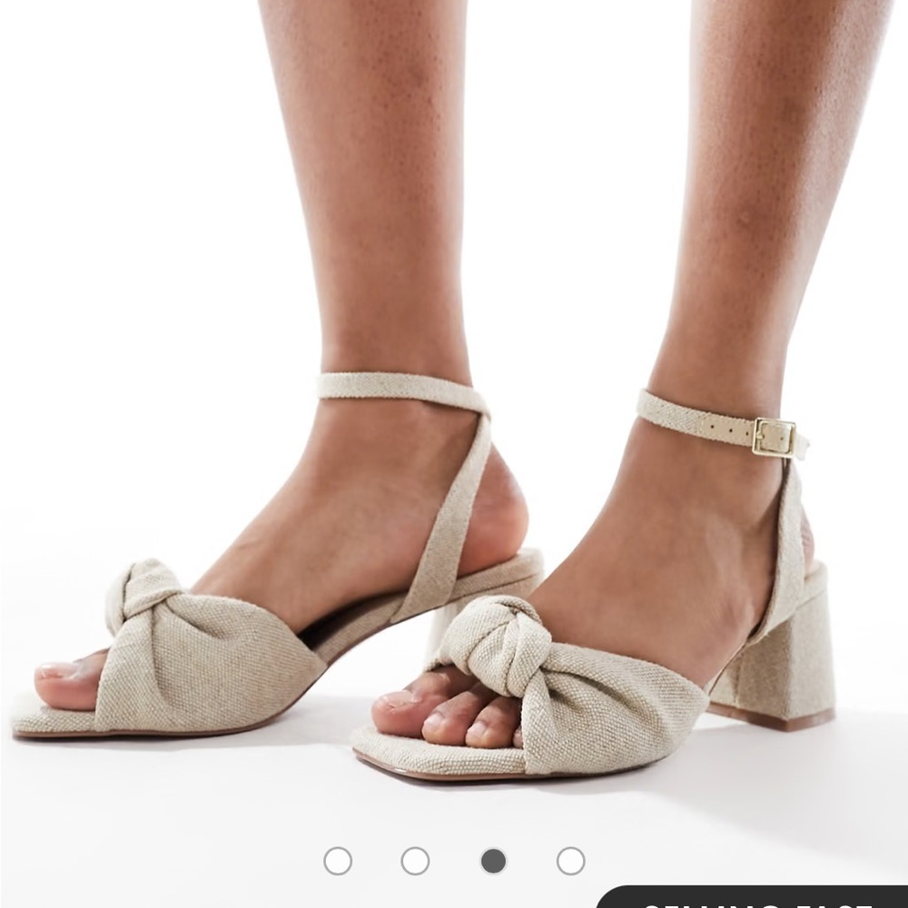 ASOS Cream Knotted Block Heel Sandals